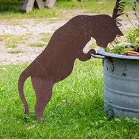Pot de fleurs en fer en forme d'animal avec finition rustique, motif chien, design américain moderne, rural, européen