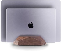 Support pour ordinateur portable vertical en bois massif (noyer/caoutchouc) sculpté et gravé, directement de l'usine, matériau naturel, logo personnalisé, pour bureau