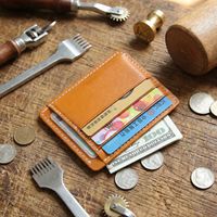 Dompet Pendek Uniseks Kulit Sapi Full-grain Buatan Tangan dari Kulit Sapi yang Diolah Alami, Dompet Koin Ultra-tipis Vintage