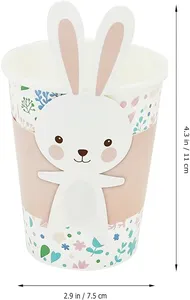 Páscoa Coelho Decorações Conjuntos Festival Theme Party Holiday Talheres Suprimentos 9Oz Bunny Pattern Copos De Papel Para Mesa