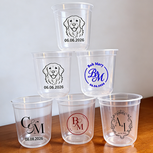 Gobelets en plastique transparents personnalisés de 12 oz/16 oz/32 oz, impression de logo personnalisée, gobelet réutilisable pour fête d'anniversaire, mariage - Product Image 1