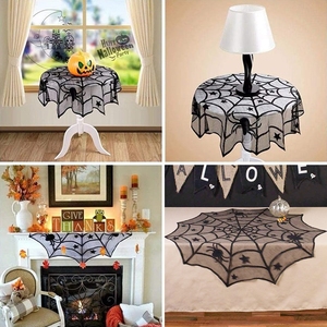 Tovaglia rotonda <span class=keywords><strong>di</strong></span> <span class=keywords><strong>Halloween</strong></span> in tessuto <span class=keywords><strong>di</strong></span> pizzo nero tovaglia <span class=keywords><strong>per</strong></span> <span class=keywords><strong>decorazioni</strong></span> <span class=keywords><strong>per</strong></span> <span class=keywords><strong>la</strong></span> <span class=keywords><strong>tavola</strong></span> <span class=keywords><strong>di</strong></span> casa - Product Image 2