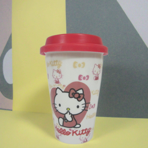 Tasses à espresso en céramique 3D de 12,5 oz pour sublimation, chauffe-tasses personnalisés en grès motif dessin animé Hello Cat pour enfants, tasses de voyage à double paroi, compatibles lave-vaisselle - Product Image 2