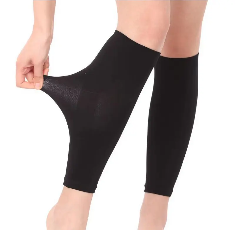 Thin Nylon Logo Printing Adult Compression Calf Sleeves Multi Color Elastic Calf Sleeve Support