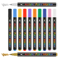 Marqueurs de peinture, 12 stylos de peinture acrylique pour la coloration adulte, marqueurs de peinture acrylique