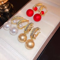 Boucles d'oreilles pendantes en alliage de strass rouge anti-perle, design de luxe léger, multi-usages, élégantes et tendance pour femme
