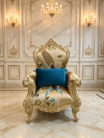 Fauteuil de loisirs individuel en tissu, style américain, modèle Tiger, en bois massif, vintage, pour chambre à coucher, petit format familial, au design unique
