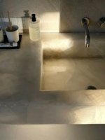 Vasque en Agate Naturelle Translucide Écologique de Luxe Moderne pour Meuble-Lavabo de Salle de Bain Rétroéclairé