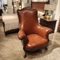 Canapé de salon de luxe de style américain rétro, fauteuil de salon avec cadre en bois massif sculpté, dossier haut, pour salon et chambre à coucher