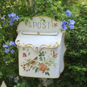 Fournitures de jardin boîte postale blanche Boîte aux lettres murale Mini boîtes aux lettres d'extérieur vintage