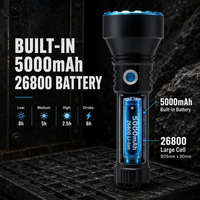 Linterna Láser Blanca de 2350 Lúmenes, Alcance de 500 m, Recargable por USB C, para Exteriores, Camping, Senderismo, Emergencias, Búsqueda, Linterna de Aluminio
