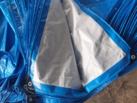 Bâche tissée enduite anti-UV, résistante aux taches, bicolore bleu foncé et blanc, sur mesure, imperméable, vente en gros usine