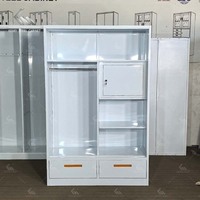 Armoire moderne en acier pour la maison, avec portes coulissantes, miroir et deux tiroirs inférieurs