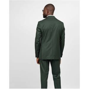 ชุดสูทลายทางสีเขียวสำหรับผู้ชายเสื้อผ้าสำหรับผู้ชายทรงสลิมฟิตชุดทักซิโด้ชายเสื้อสูทและกางเกงสำหรับใส่ประจำวัน - Product Image 2