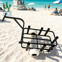 Chariot de pêche de plage robuste en acier au carbone avec pneus tout-terrain en PU de 9 pouces et 8 porte-cannes pour le camping, les pique-niques et les activités de plein air