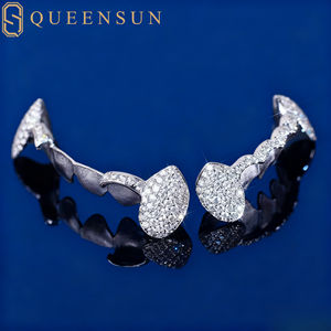 Hip Hop gigi Grillz Moissanite es keluar gigi Grillz perhiasan emas perak panggangan Hip Hop kustom berlian Grillz - Product Image 3