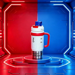 Portable Vacuum Stainless Steel Insulated <b>Tumbler</b> <b>with</b> <b>Handle</b> <b>Straw</b> <b>and</b> 6-12 Hours Thermal Performance for Office Travel - Product Image 2