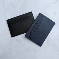 Portefeuille classique en cuir de vachette pour cartes de crédit, idéal pour les promotions bancaires et les cadeaux d'entreprise, en cuir véritable grainé, porte-monnaie, logo personnalisé