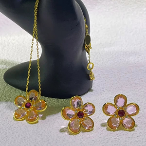 Colección <span class=keywords><strong>de</strong></span> Lujo <span class=keywords><strong>de</strong></span> Joyería para Mujer 2026: Set Original <span class=keywords><strong>de</strong></span> Cristal Rosa Tallado, Collar, <span class=keywords><strong>Pendientes</strong></span>, Anillo <span class=keywords><strong>y</strong></span> Pulsera, Accesorios para Fiesta - Product Image 3