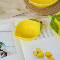 Assiettes et bols en céramique Yixing sous glaçure colorée, vaisselle domestique, bols à riz, bols irréguliers en forme de citron pour le camping et les collations