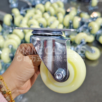 1.5 "2" 3 "4" 5 "pouces PVC roulettes roues industriel Double roulement PP Roda jaune meubles chariot pivotant avec vis de frein OEM