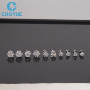 6-10.5mm Size Flower Lab Diamonds <b>Stud</b> Earrings Real 925 <b>Silver</b> Gold Plated Claw Setting Luxury Screw Back <b>Stud</b> Earring Jewelry - Product Image 3