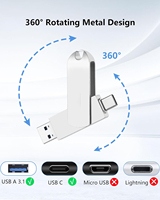 Clé USB OTG 3.0 3-en-1 pour téléphones mobiles Android, carte TF 16 Go 512 Go Classe 10