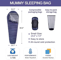 Sac de couchage en duvet de canard noir hydrophobe, ultra-léger, 4 saisons, type momie, avec base rehaussée, vente directe usine, pour le camping