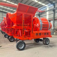 Camion malaxeur mobile portable JZM750, malaxeur à béton diesel, avec roues, poignée de commande à distance et autres composants moteurs