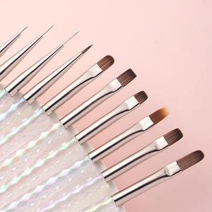 Pinceau à ongles en acrylique avec manche en cristal, pointe courte carrée ou ronde, en nylon doux anti-chute, stylo multifonctionnel pour manucure en salon - Product Image 4