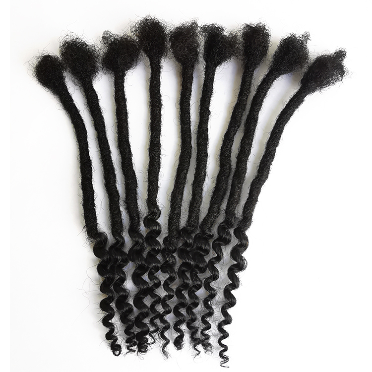 KAMA Curly Hair Dreads Natural Human Hair Loc Extensions with Curly Ends Detail Section 4