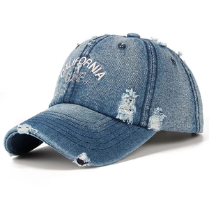 Venta al por mayor de fábrica Custom Street Trend Do Old Torn Hat Hombres Mujeres Ocio al aire libre Gorra de béisbol de mezclilla - Product Image 6