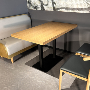 Bàn ghế gỗ nhà hàng cao cấp giá xuất xưởng, ghế booth bán nguyệt màu cam, bộ bàn ghế nhà hàng dành cho thức ăn nhanh - Product Image 2