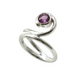 Bague en argent sterling 925 avec pierre précieuse améthyste, tendance, chrétienne, faite à la main, antique, bijoux fins certifiés - Product Image 1