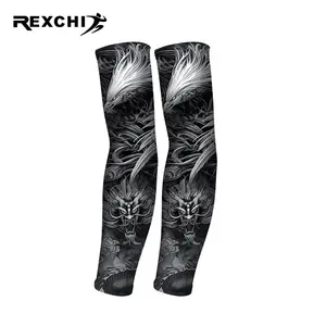 REXCHI HB15 Tattoo Printed Sleeves Summer Ice Silk Fabric Breathable Fast Dry Anti Ultraviolet Cooling Tatoo Arm Sleeves Men