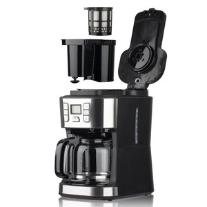 Machine à café 1000W, cafetière programmable 24H avec broyeur, en acier inoxydable noir, norme européenne 220V - Product Image 3