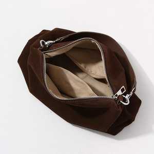 Bolso de mano de cuero de gamuza personalizado para mujer, bolso de hombro suelto de gamuza retro de alta calidad, bolso de gran capacidad - Product Image 4