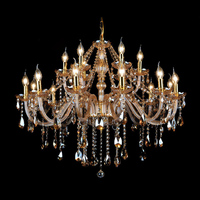 Lustre Principal en Cristal K9 Doré Champagne de Luxe Européen pour Villa, Salon, Hôtel, Salle de Mariage