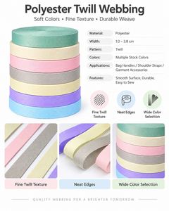 10-38mm Polyester Twill Woven <b>Webbing</b> Custom Color Durable <b>Strap</b> for Bag Handle Shoulder <b>Strap</b> Garment Clothing Accessories - Product Image 5