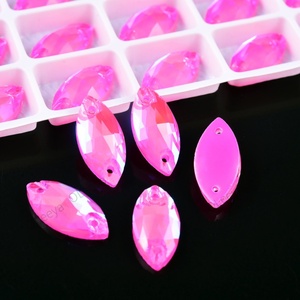Oleeya Glowing <b>Neon</b> AB Colors Horse Eye Shape Colorful Crystal Sew on Rhinestones Flatback Glass Strass for Bikini <b>Dress</b> - Product Image 4