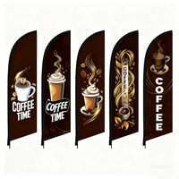 Bannière publicitaire de café en plein air imprimée sur mesure Drapeau de plage avec motif de plumes inclus pour les promotions
