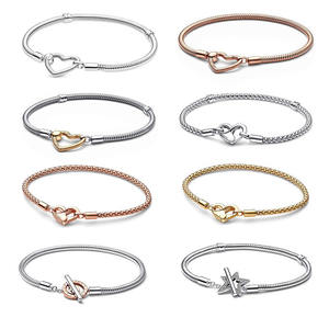 Diseño Original, Plata de Ley 925, Chapado en Platino, Cadena de Serpiente, Dijes y Colgantes para Pulseras Infantiles, Joyería de Moda DIY - Product Image 1