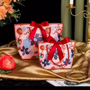 <span class=keywords><strong>Sac</strong></span> cadeau floral vert et jaune avec poignée pour l'anniversaire des enfants - Product Image 2