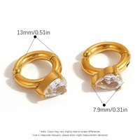 Boucles d'oreilles pendantes en acier inoxydable étanche plaqué PVD or 18 carats, en forme de goutte d'eau, avec cœur étincelant et zircon cubique taille poire, pour femme