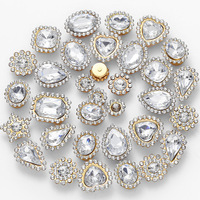 50pcs de luxe 3D diamant Nail Art à coudre cristal strass écologique en forme de fleur acrylique verre pierres précieuses pour