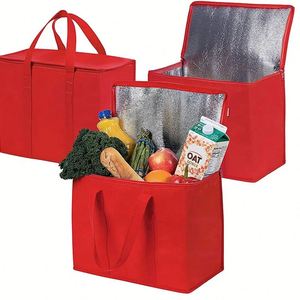 Large Non-Woven Fabric Thermal Insulation Aluminum Picnic Cooler Bag Custom Logo Insulated Tote - Product Image 2