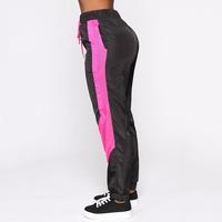 Ensemble deux pièces pour femme, veste et pantalon de survêtement décontractés de style streetwear, en polyester et nylon à séchage rapide, noir et rose personnalisé, fermeture éclair quart