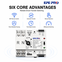 Interruptor de Transferencia Automática Inteligente WiFi EP2PC-125 2P 125A Monofásico de Doble Alimentación ATS para Energía Eléctrica Urbana y Generador