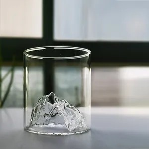 יצירתי מותאם אישית 170 מ""ל 300 מ""ל 500 מ""ל גבוה בורוסיליקט נוף הרים כוס זכוכית עיצוב וויסקי