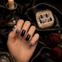 Faux ongles gothiques Halloween à presser, brillants, réutilisables, couvrance totale, pointes d'ongles artificielles, vente en gros